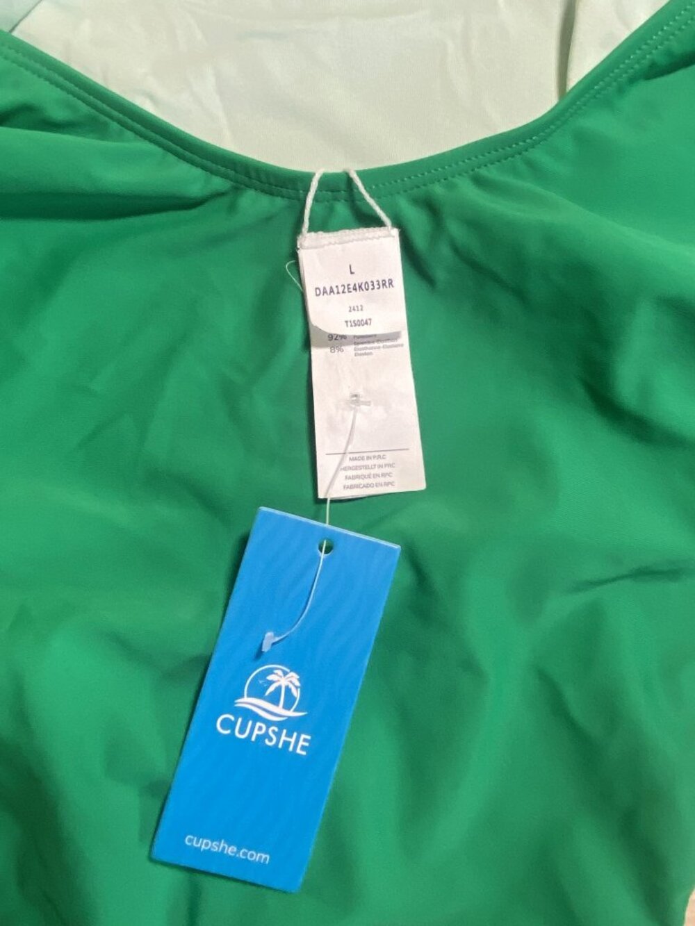 Cupshe Swimsuit Size L Sexy Shaping Emerald Greed V-Neckline Beach Vacation NWT - Picture 7 of 12